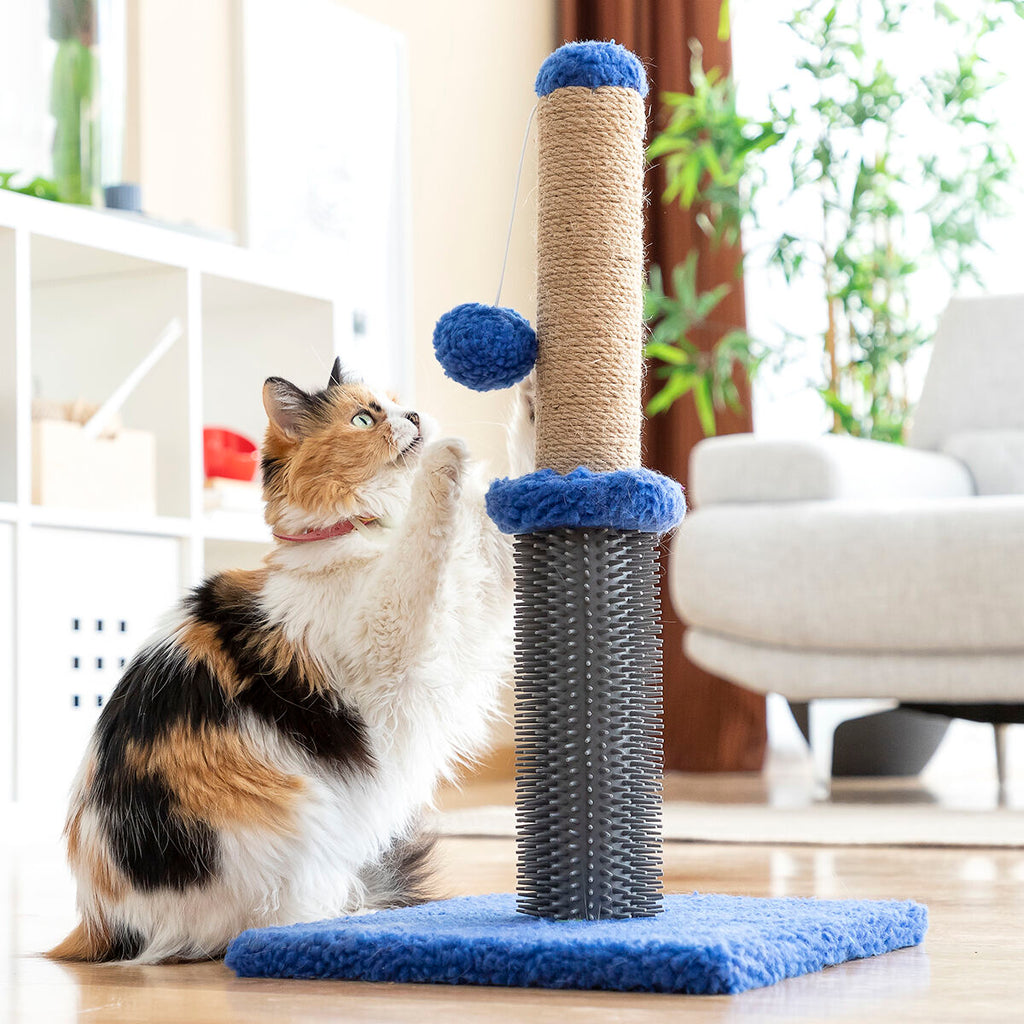 Rascador con masajeador y pelota para gatos