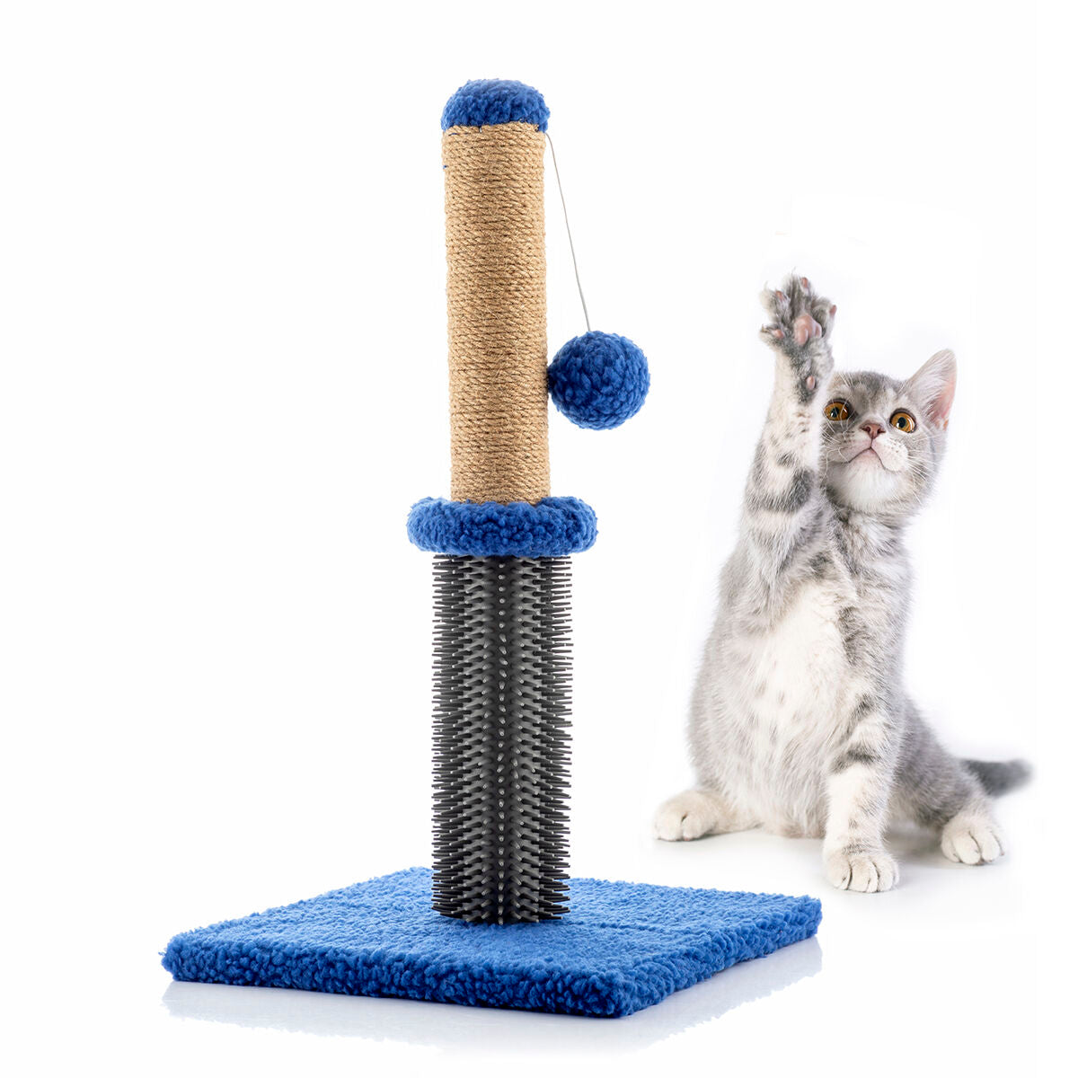 Rascador con masajeador y pelota para gatos