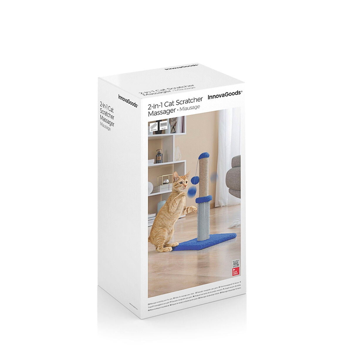 Rascador con masajeador y pelota para gatos Miausage – InnovaGoods